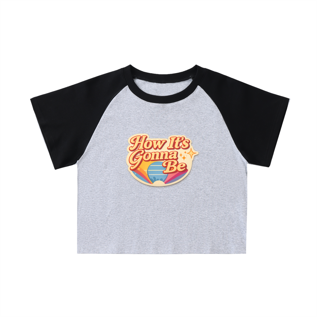 Color-Blocked Raglan Sleeve Crop Top