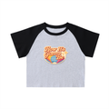 Color-Blocked Raglan Sleeve Crop Top